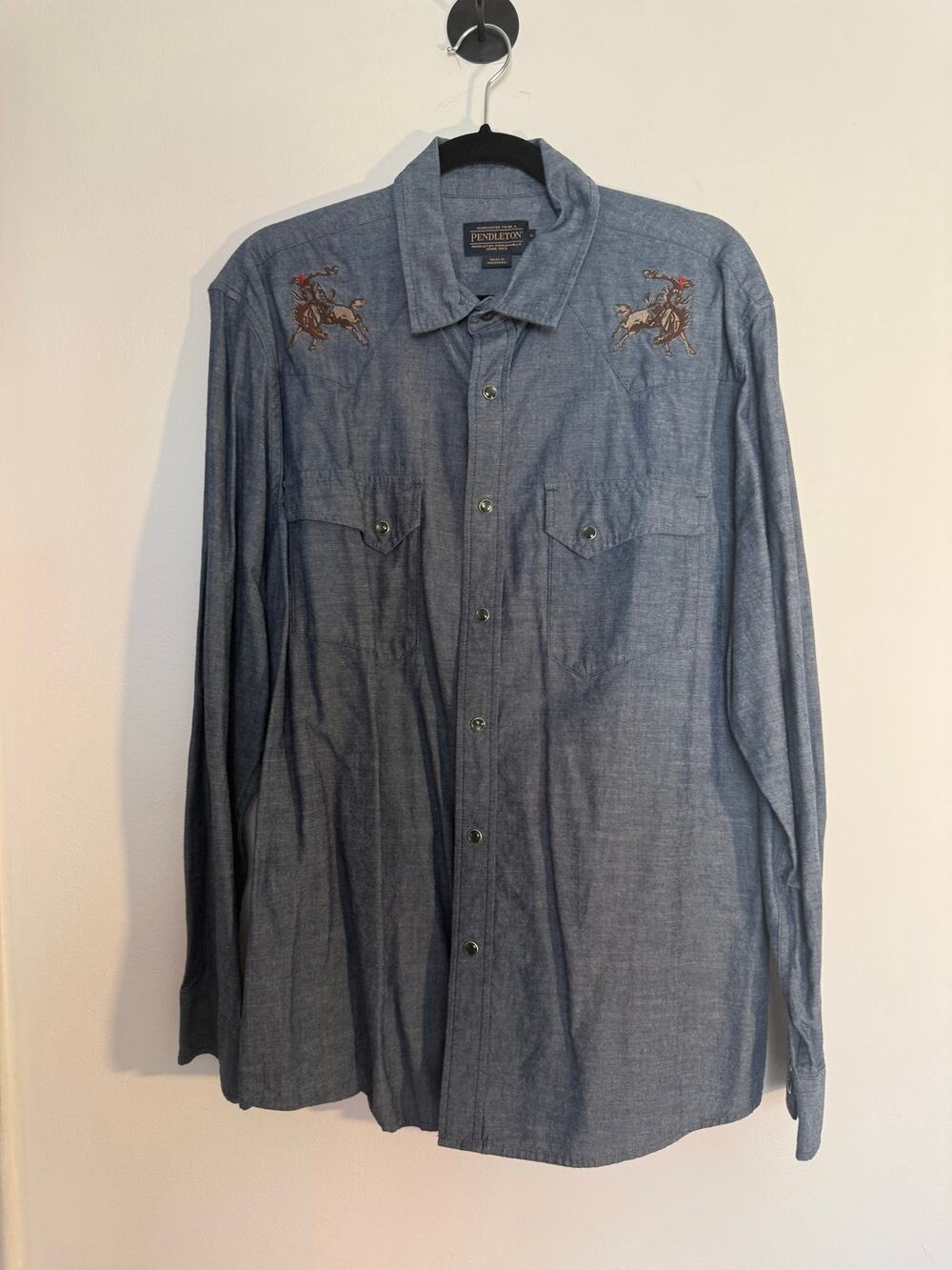Pendelton Mint Denim Shirt w Cowboy Detail